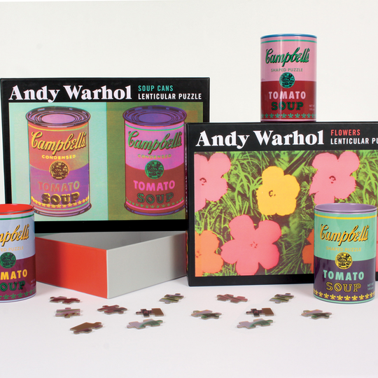 Andy Warhol Soup Cans Set of 3 Shaped Puzzles in Tins 100 Piece Puzzles Andy Warhol Collection