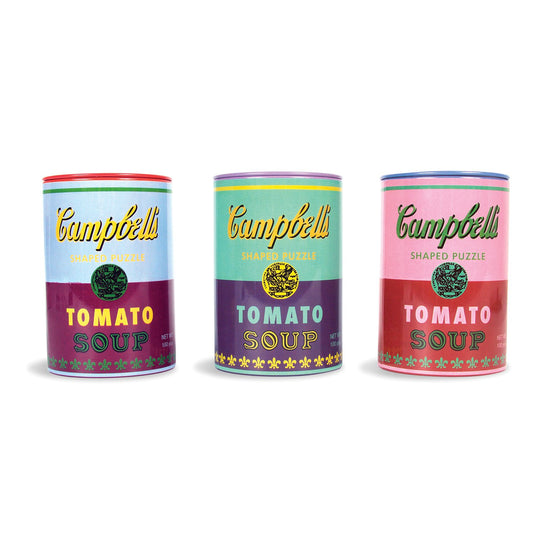 Andy Warhol Soup Cans Set of 3 Shaped Puzzles in Tins Set of 3 Shaped Puzzles in Tins Andy Warhol Collection