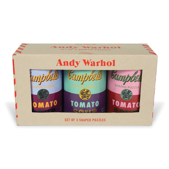Andy Warhol Soup Cans Set of 3 Shaped Puzzles in Tins Set of 3 Shaped Puzzles in Tins Andy Warhol Collection
