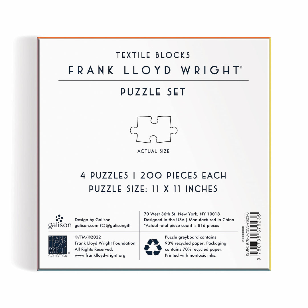 Frank Lloyd Wright Textile Blocks Set of 4 Puzzles Frank Lloyd Wright