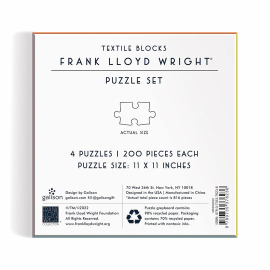 Frank Lloyd Wright Textile Blocks Set of 4 Puzzles Frank Lloyd Wright
