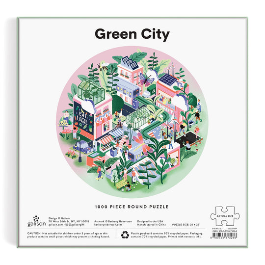 Green City 1000 Piece Round Puzzle 1000 Piece Puzzles Bethany Robertson