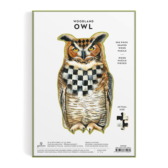 MacKenzie-Childs Woodland Owl 250 Piece Shaped Wood Puzzle Galison