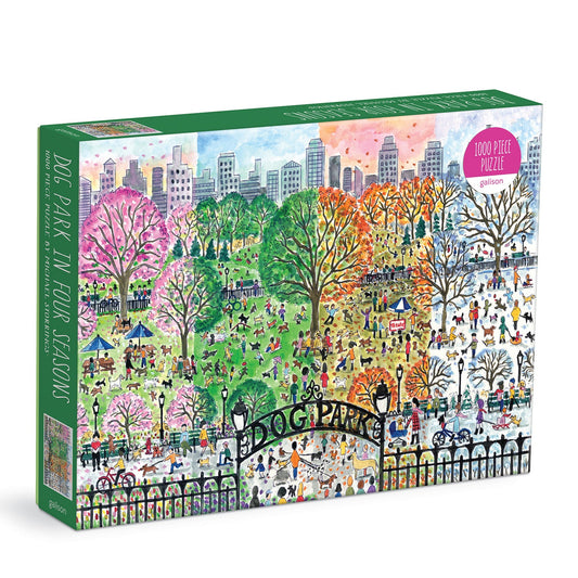 Michael Storrings Dog Park in Four Seasons 1000 Piece Puzzle Galison