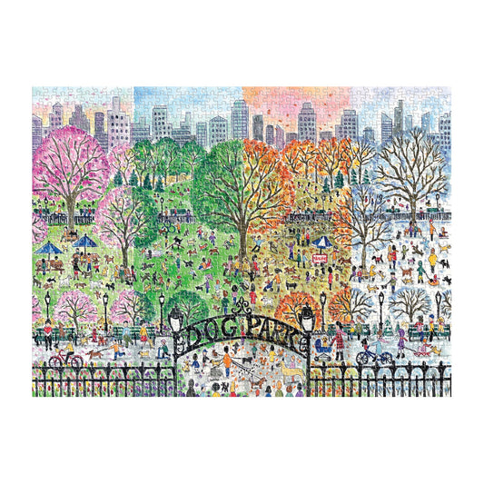 Michael Storrings Dog Park in Four Seasons 1000 Piece Puzzle Galison