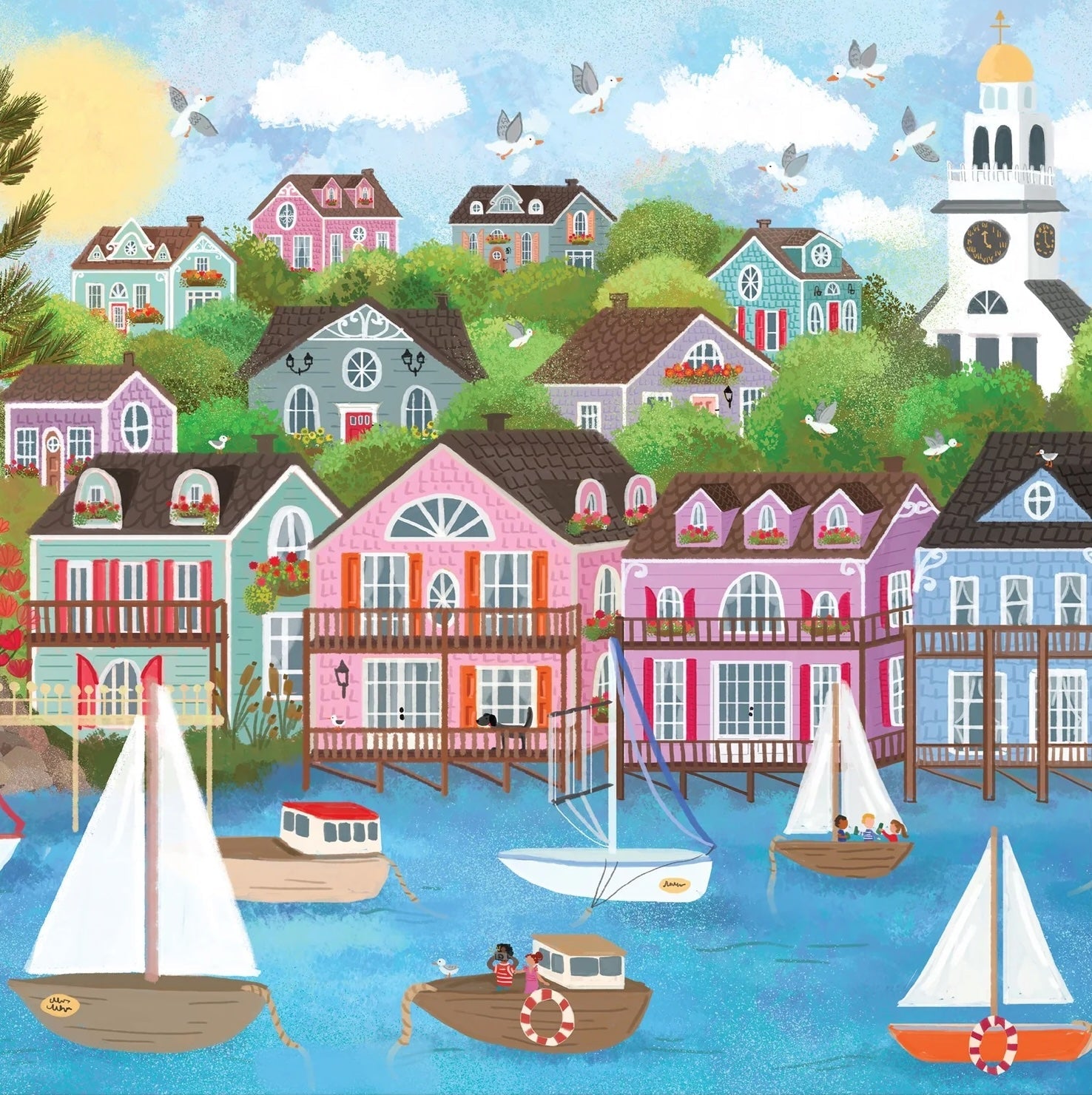 3000 Piece Puzzles - Image of Harbor by the Sea 300 Piece Puzzle