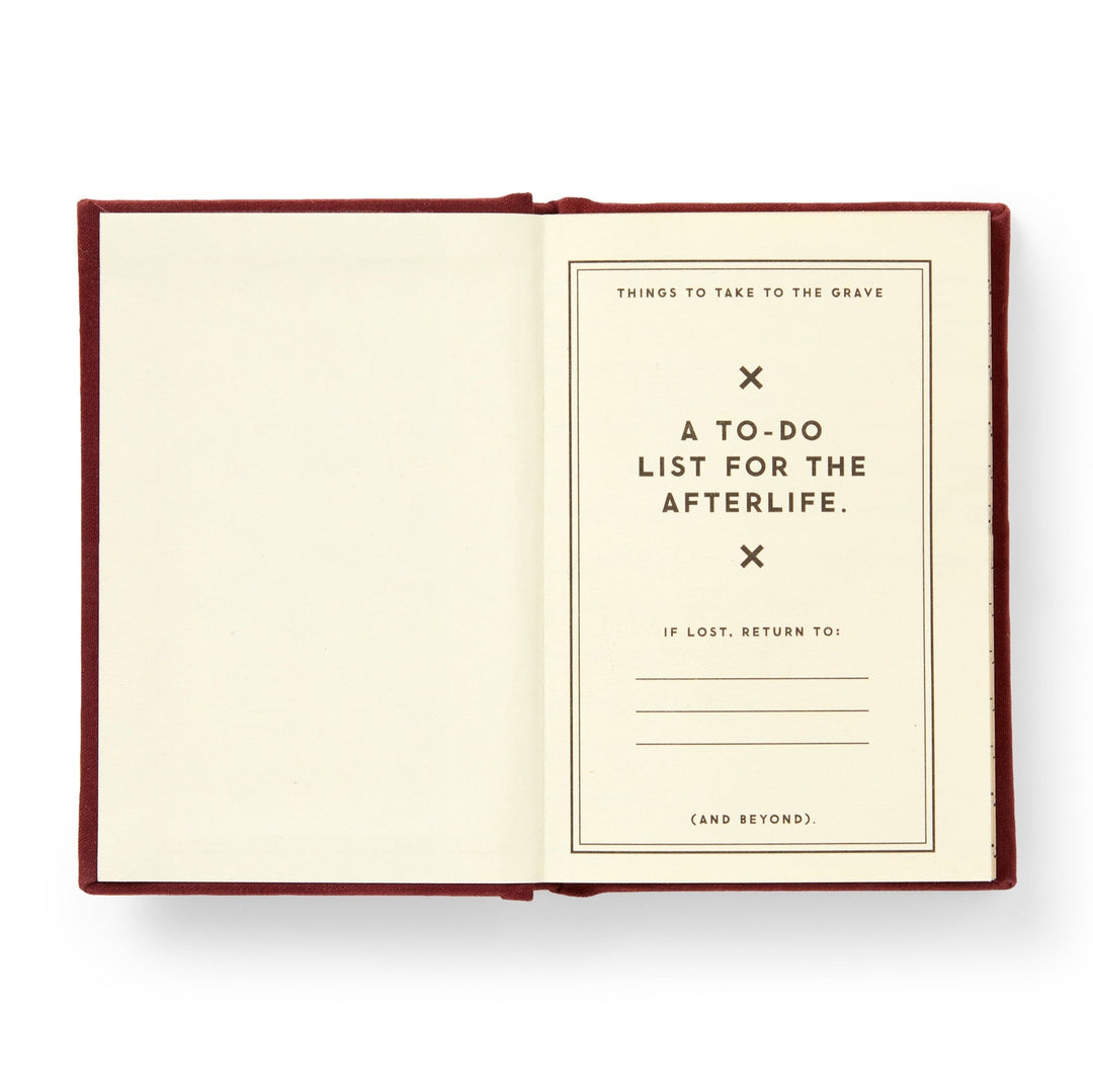 The People I Plan To Haunt Tiny Diary by Brass Monkey features a red cover, a blank left page, and a right page labeled "If lost, return to:"—a pocket-sized notebook perfect for spooky stationery fans.