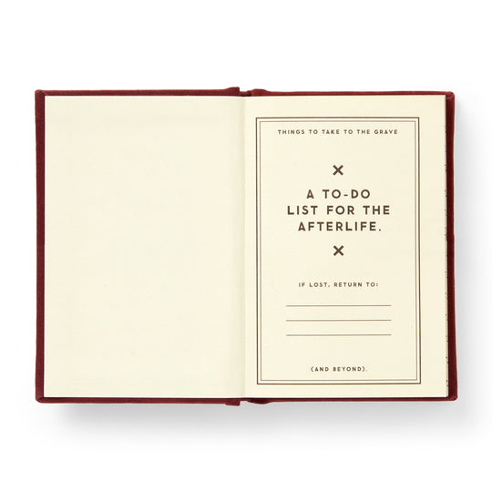 The People I Plan To Haunt Tiny Diary by Brass Monkey features a red cover, a blank left page, and a right page labeled "If lost, return to:"—a pocket-sized notebook perfect for spooky stationery fans.