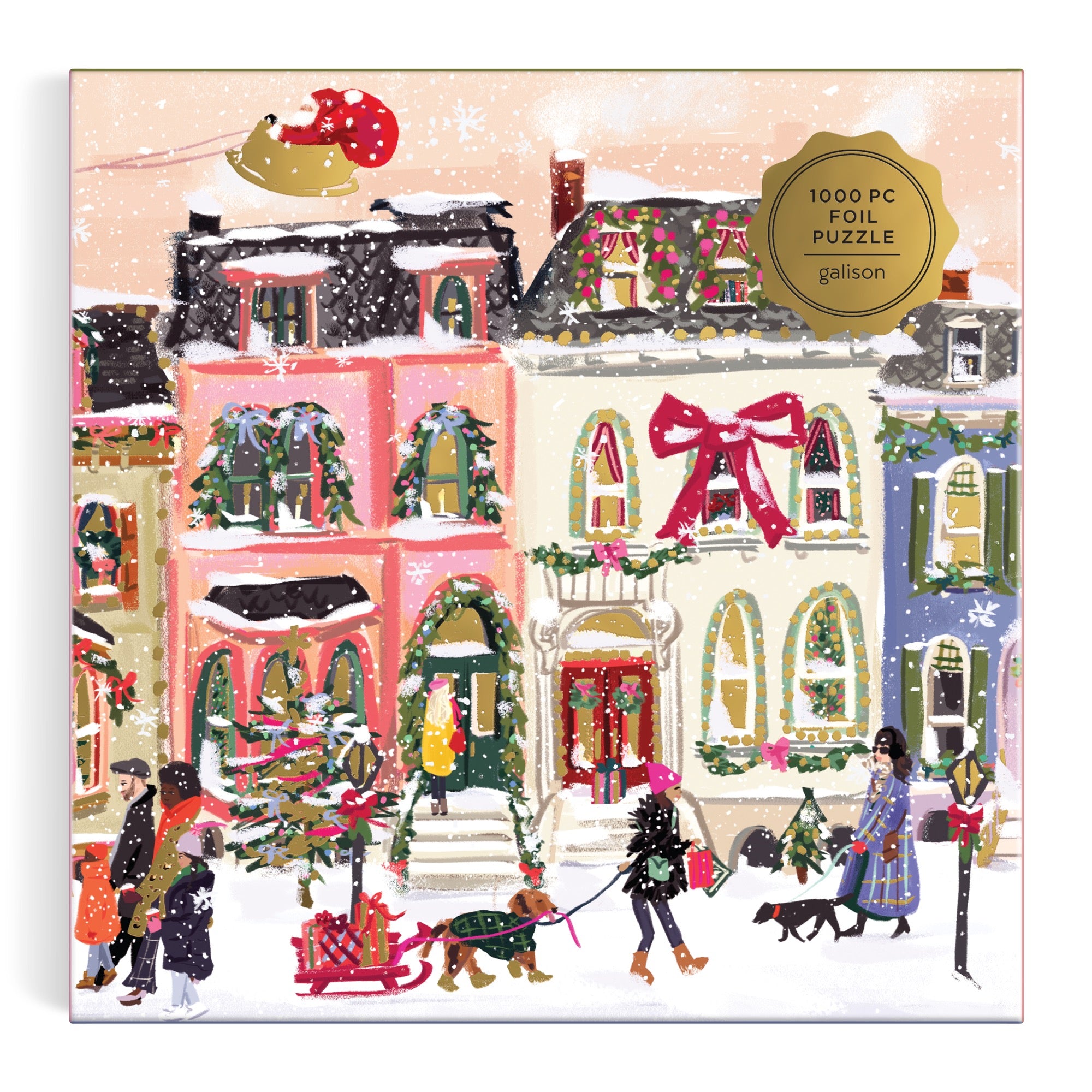 Snowfall on Main Street 1000 Piece Foil Puzzle | Galison