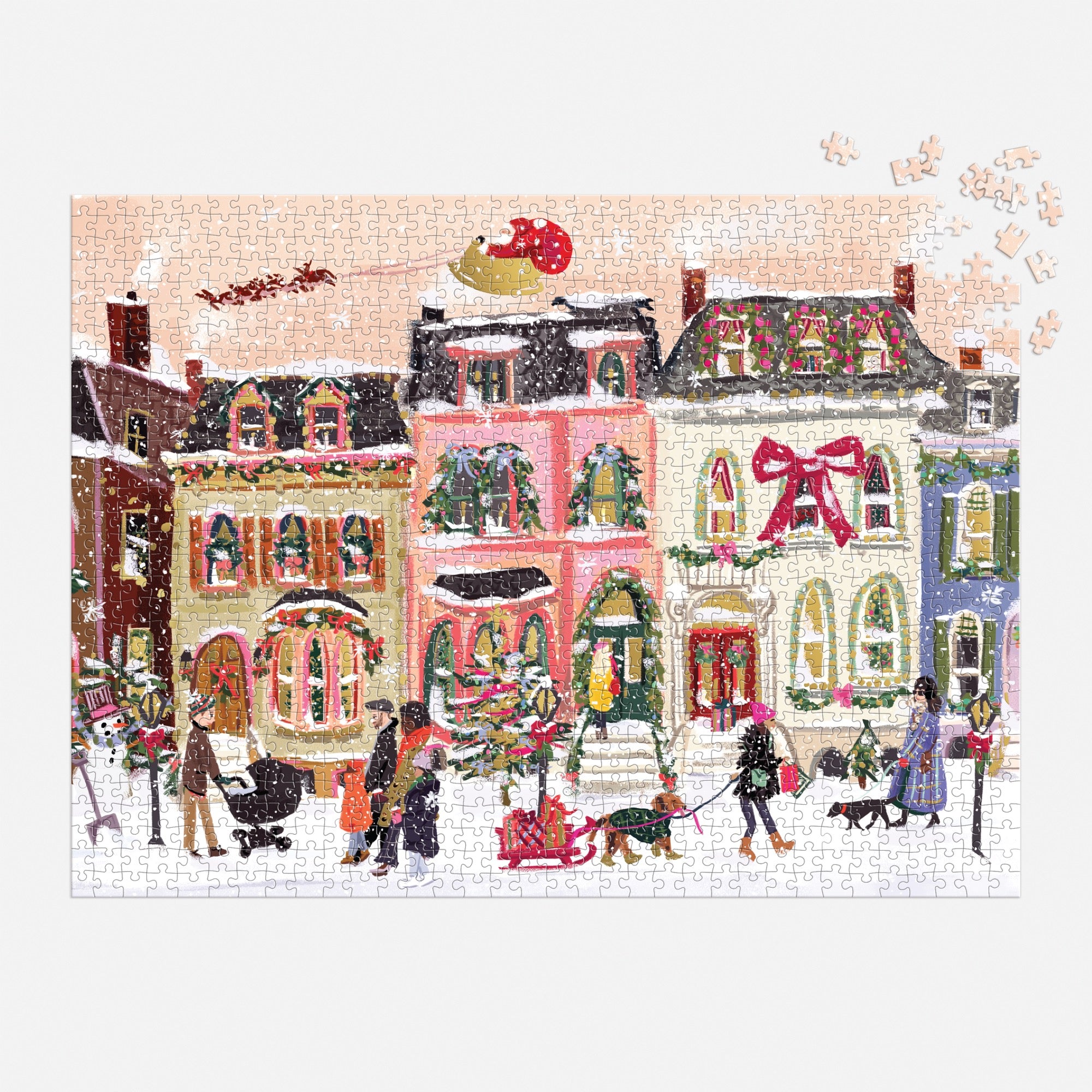 Snowfall on Main Street 1000 Piece Foil Puzzle | Galison