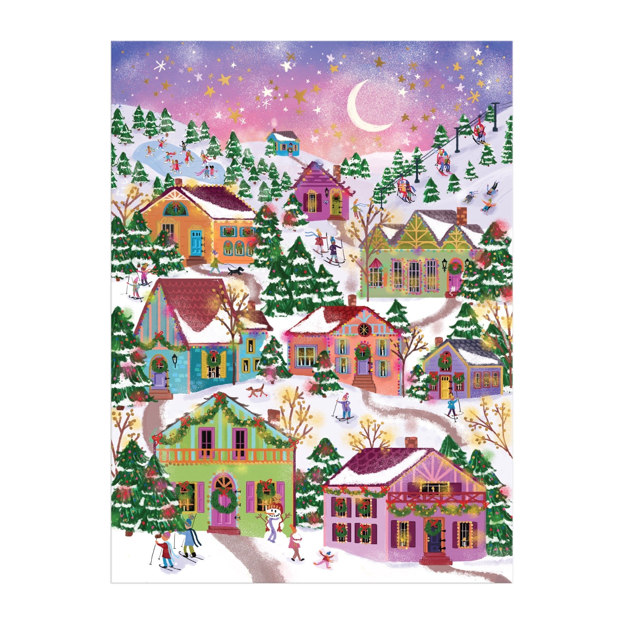 Joy Laforme Snowcap Village Foil Puzzle | Galison