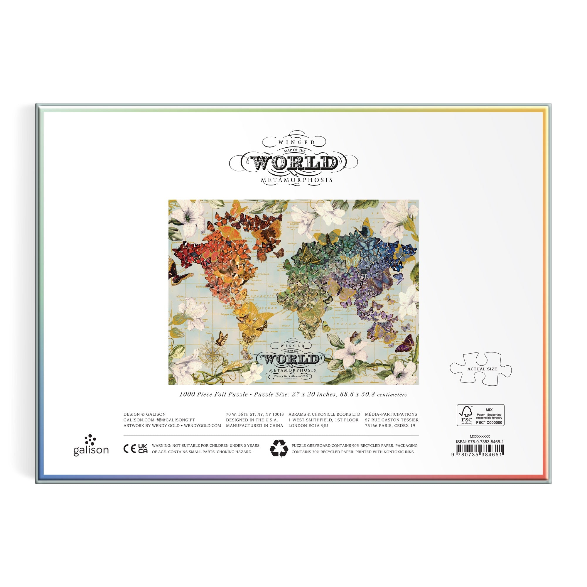 Wendy Gold Winged Metamorphosis 1000 Piece Foil Puzzle – Galison