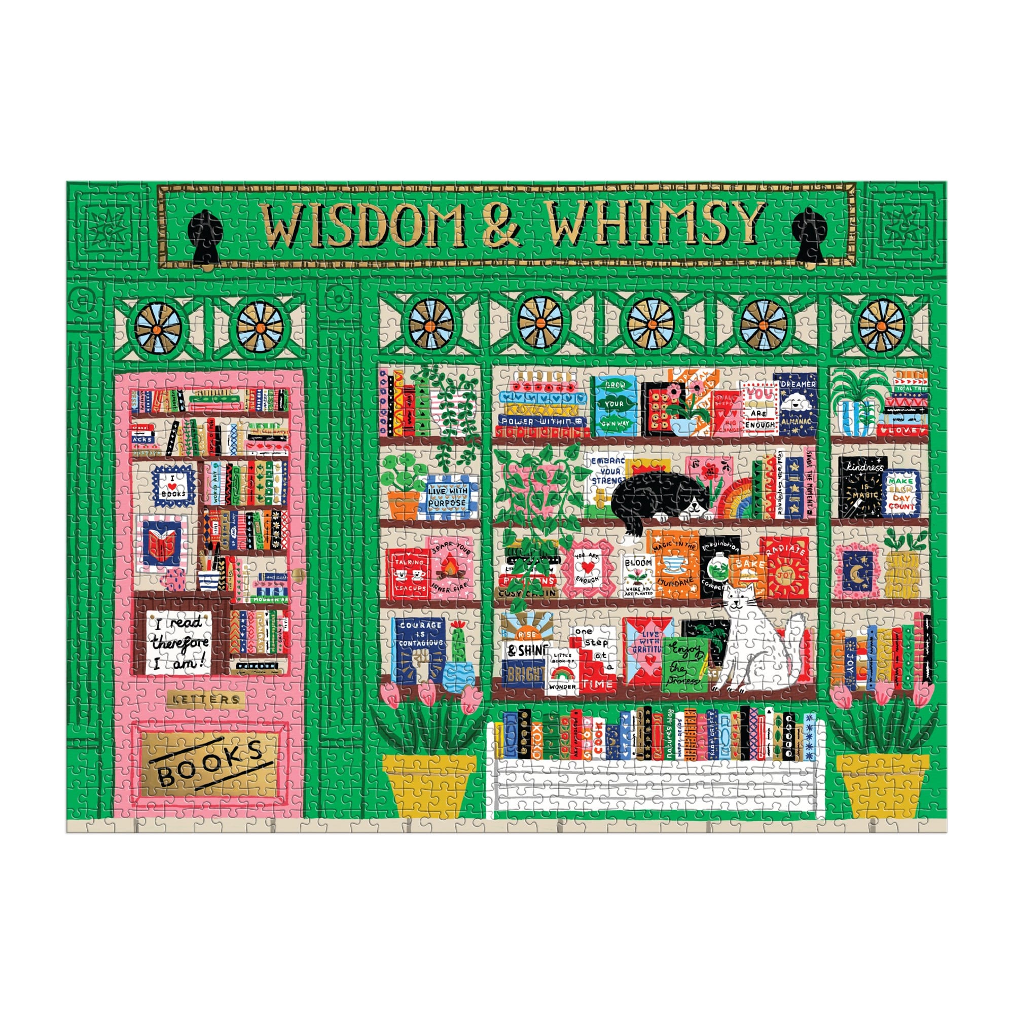 Wisdom & Whimsy Bookshop Foil 1000-Piece Puzzle | Galison
