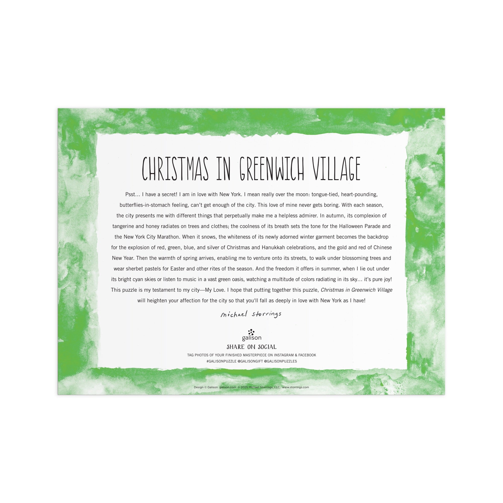 Michael Storrings Christmas in Greenwich Village 1000 Piece Puzzle