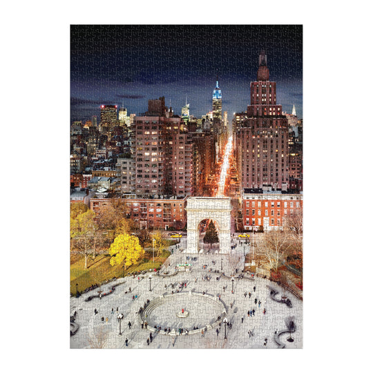 Piece together the dazzling NYC skyline from day to night with the Stephen Wilkes Day To Night Washington Square Park 1000 Piece Puzzle by Stephen Wilkes, featuring the famous arch and park in stunning detail.