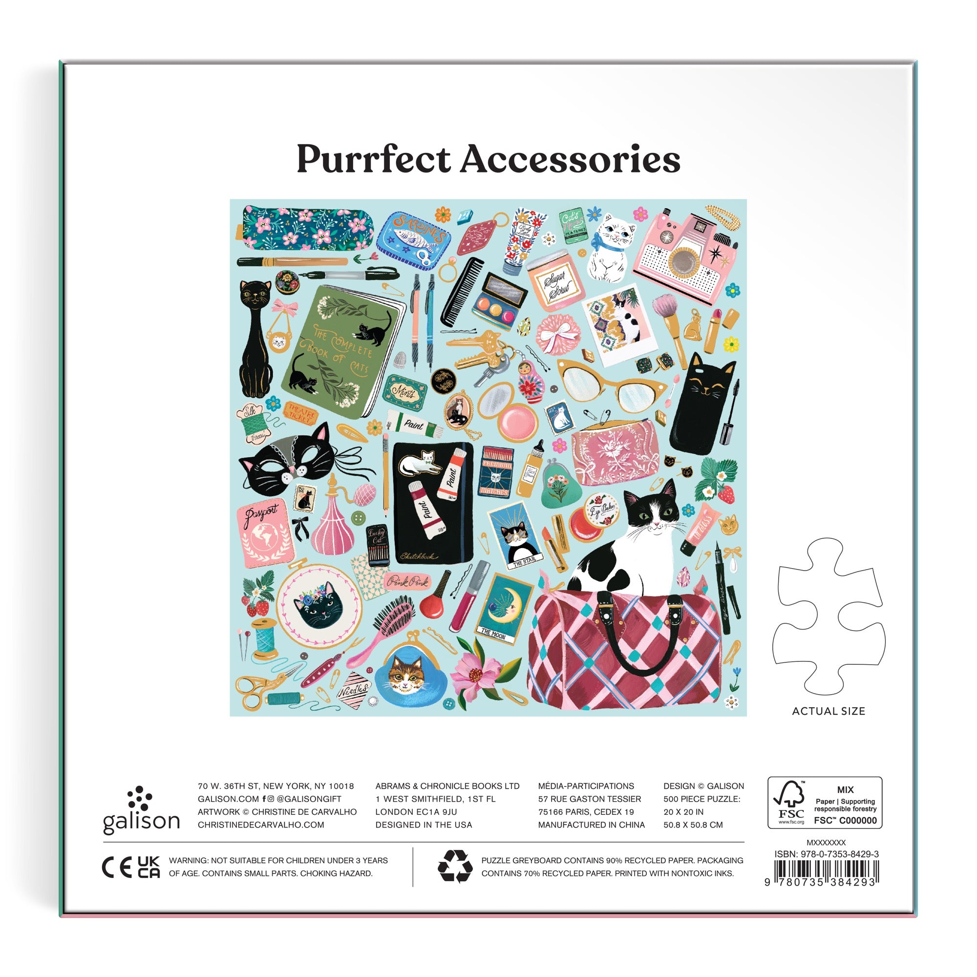 聖所の猫 英語版 foil ４枚セット Purrfect Accessories 500 Piece Foil Puzzle | Galison