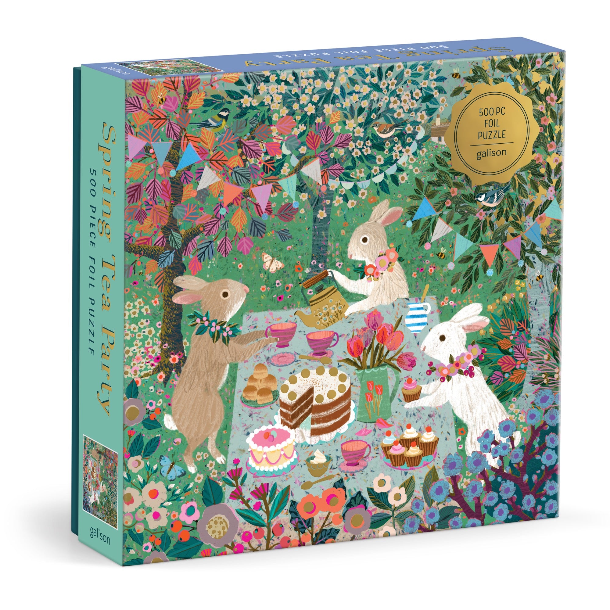 Spring Tea Party 500 Piece Foil Puzzle – Galison