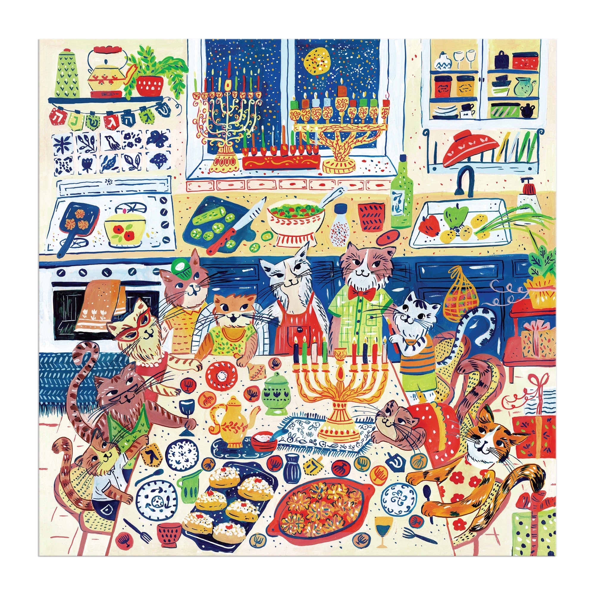 Happy Hanukcats 500 Piece Puzzle | Galison