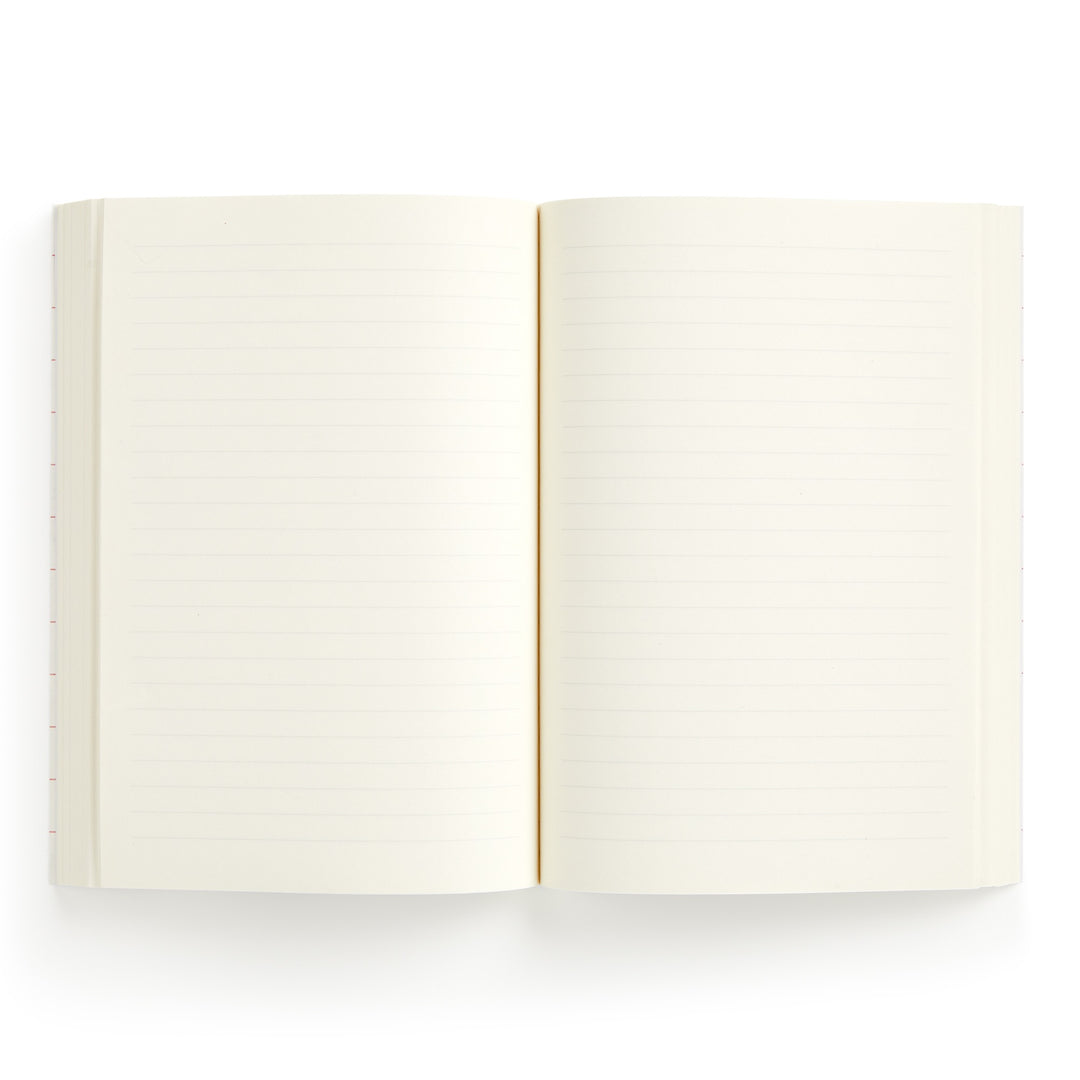 The Christine De Carvalho Purrfect Accessories Premium A5 Notebook features lined cream pages and a sleek design—an essential, sophisticated stationery item, shown open on a white background.