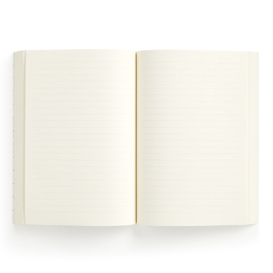 The Christine De Carvalho Purrfect Accessories Premium A5 Notebook features lined cream pages and a sleek design—an essential, sophisticated stationery item, shown open on a white background.