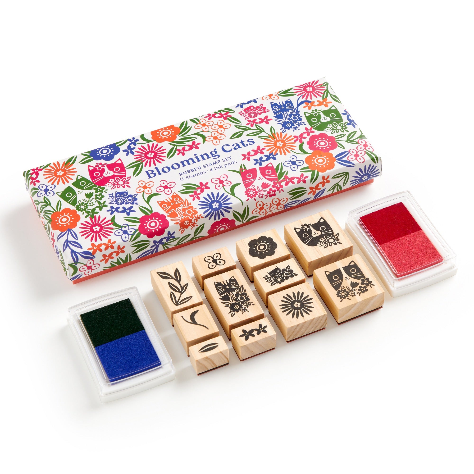 Blooming Cats Rubber Stamp Set | Galison