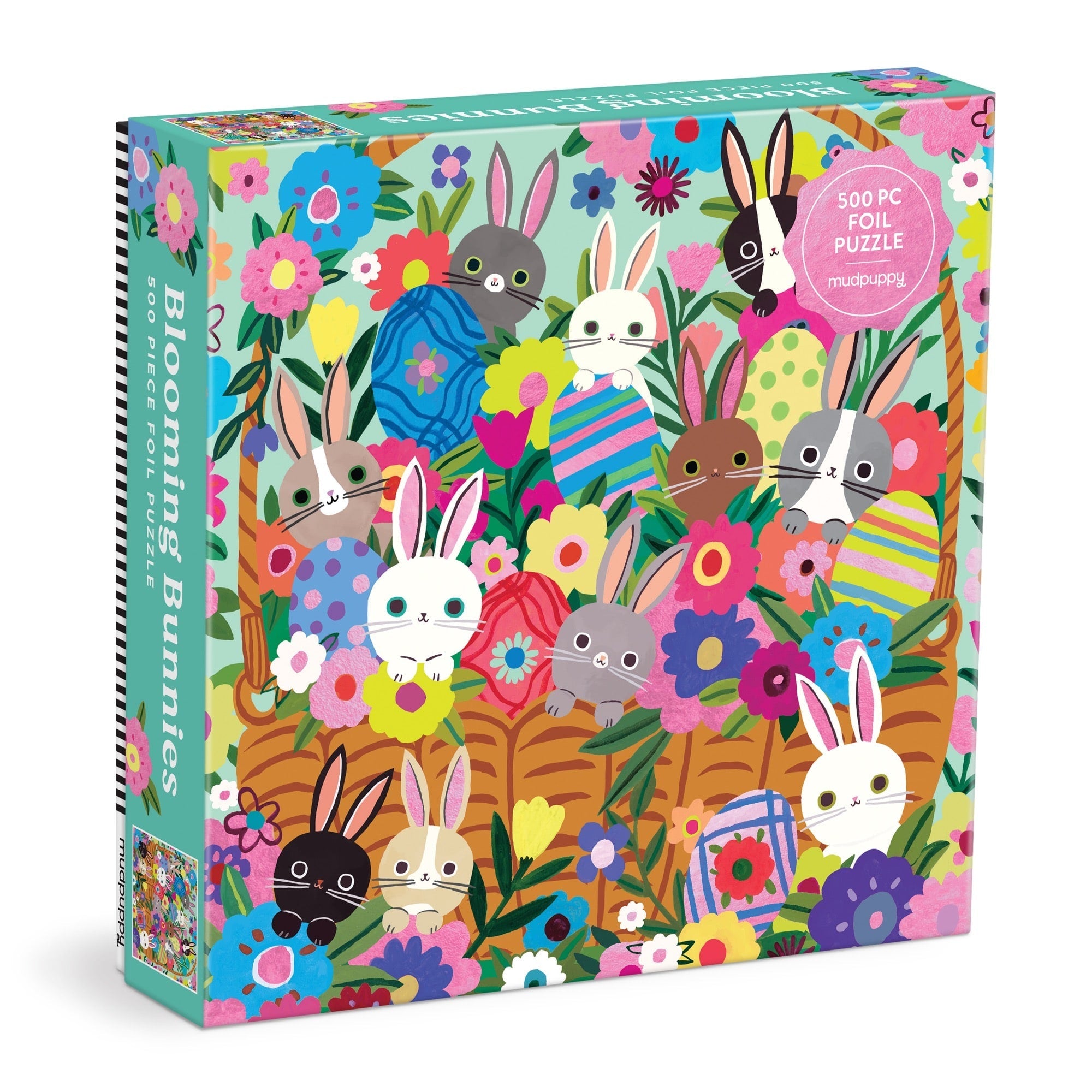 WONDERFUL WORLD ギンガムウサギ コサージュ 3色 セット Blooming Bunnies 500-Piece Foil Puzzle | Galison