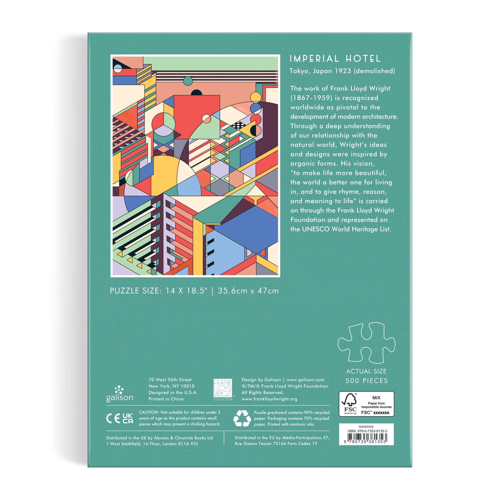 Frank Lloyd Wright Imperial Hotel 500 Piece Book Puzzle – Galison