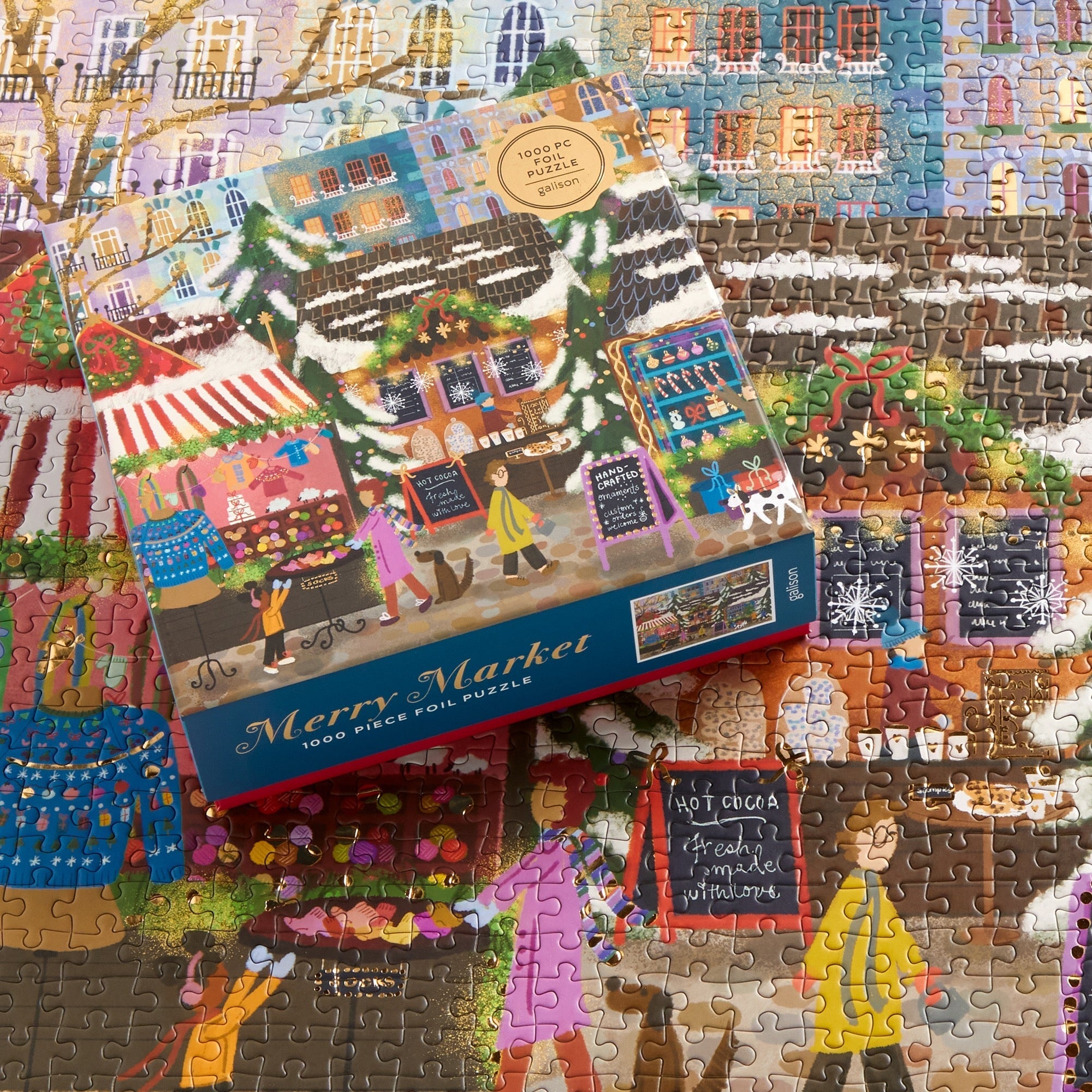Merry Market 1000 Piece Foil Puzzle | Galison