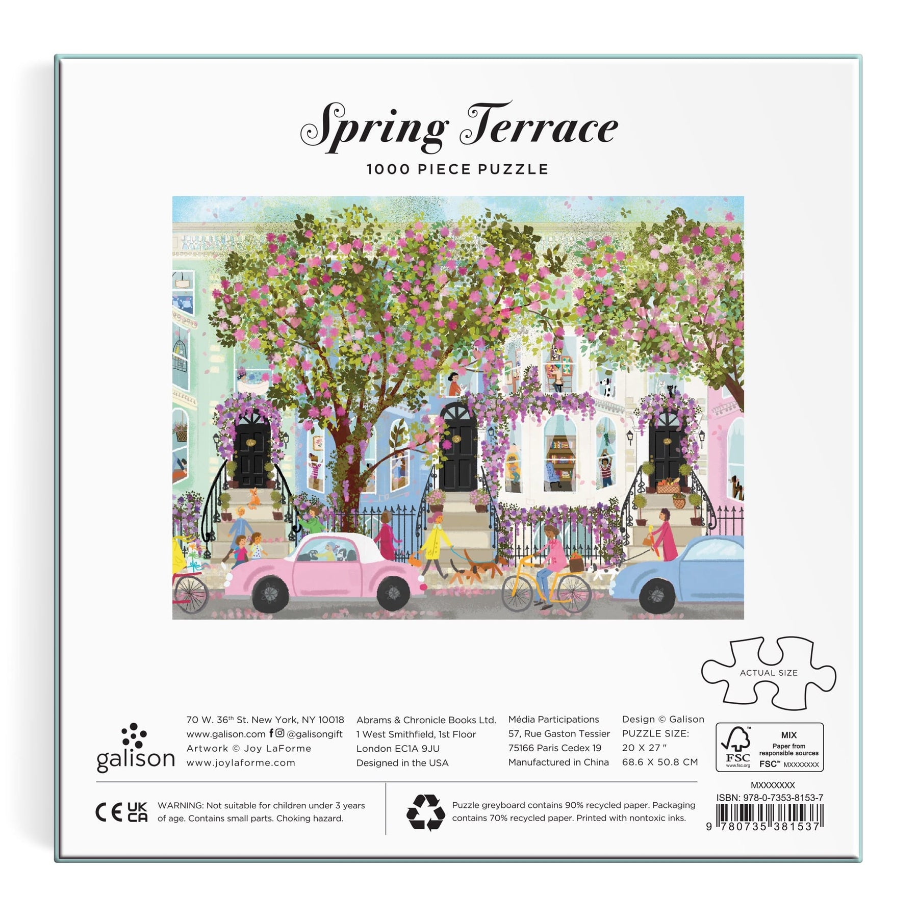 Rompecabezas De Tarjeta De Felicitación Galison "Joy Laforme Spring Street" - 60 Piezas, Incluye Sobre, 140x187 Mm