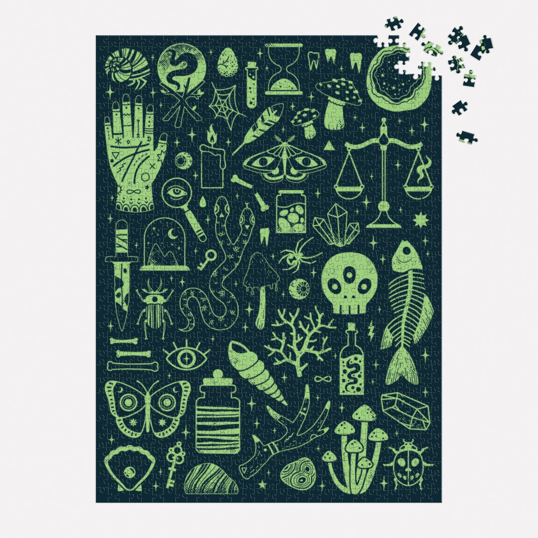 Occult and Curious 1000 Piece Glow in the Dark Puzzle Jigsaw Puzzle Camille Chew 