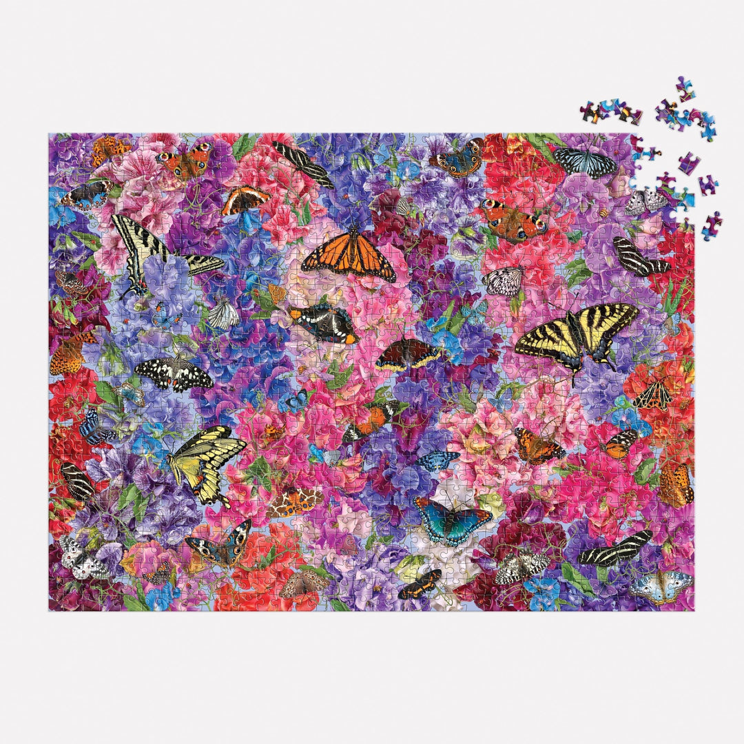 Troy Litten Butterflies In the Sweet Peas 1000 Piece Puzzle Jigsaw Puzzle Troy Litten 