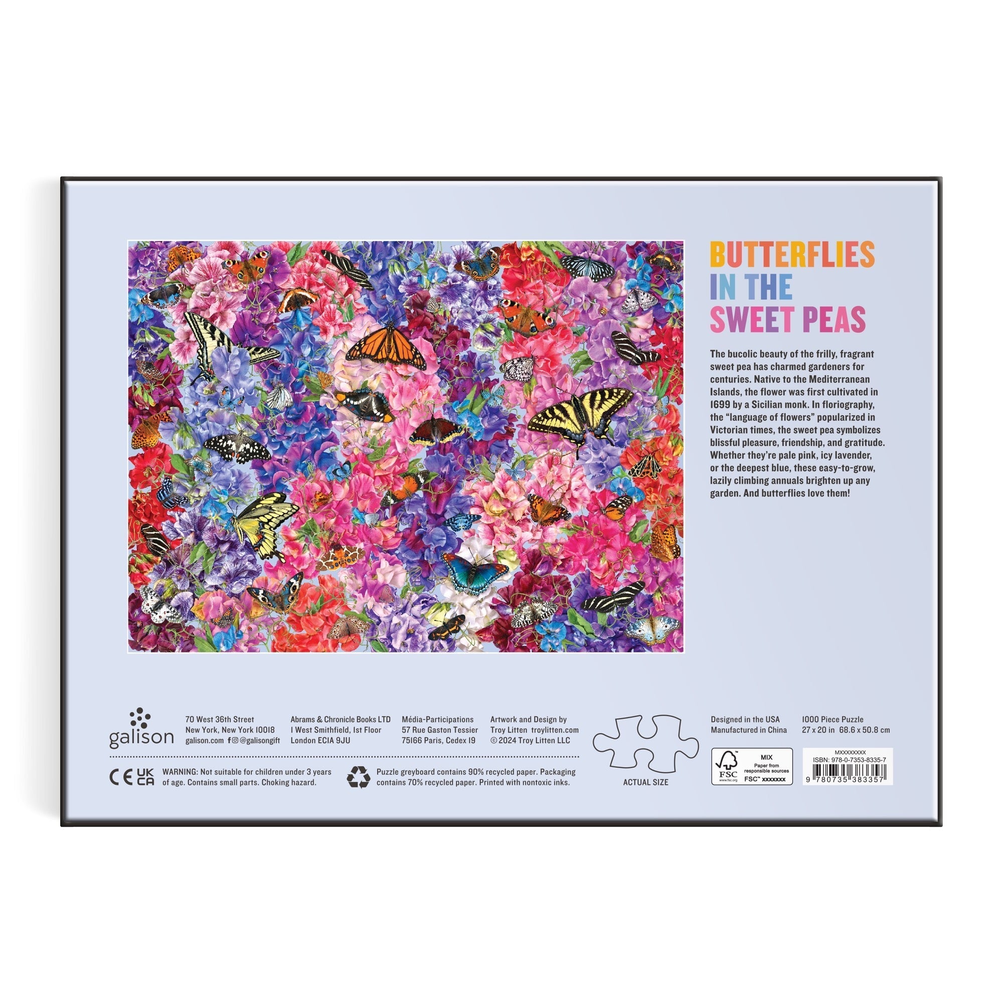 Troy Litten Butterflies In the Sweet Peas 1000 Piece Puzzle – Galison