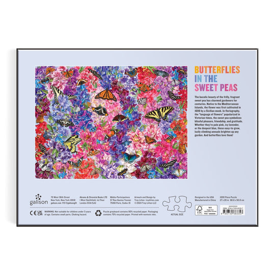 Troy Litten Butterflies In the Sweet Peas 1000 Piece Puzzle Jigsaw Puzzle Troy Litten 