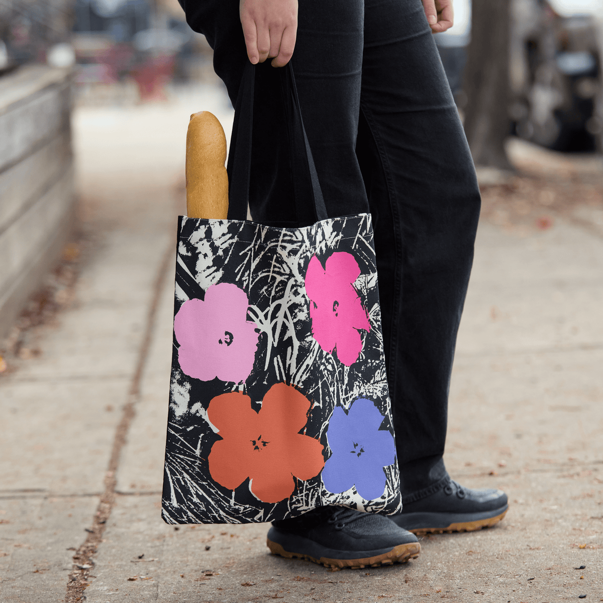 Warhol Flowers Canvas Tote Bag - Pink Tote Bags Andy Warhol Foundation For The Visual Arts 