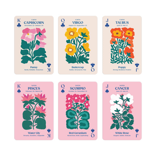 Zodiac Flowers Playing Card Set Playing Card Game Set Liv Lee 