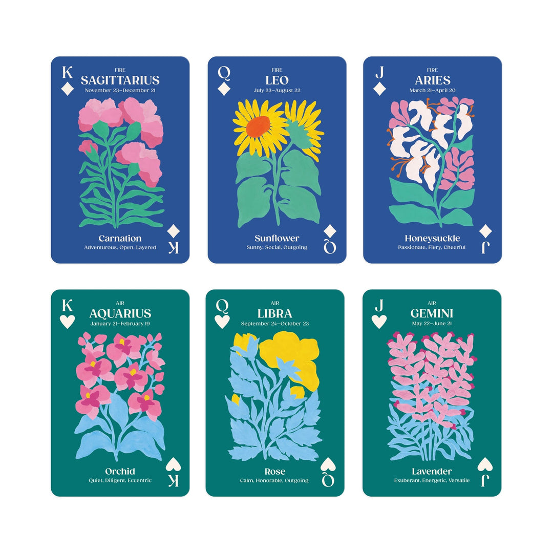 Zodiac Flowers Playing Card Set Playing Card Game Set Liv Lee 