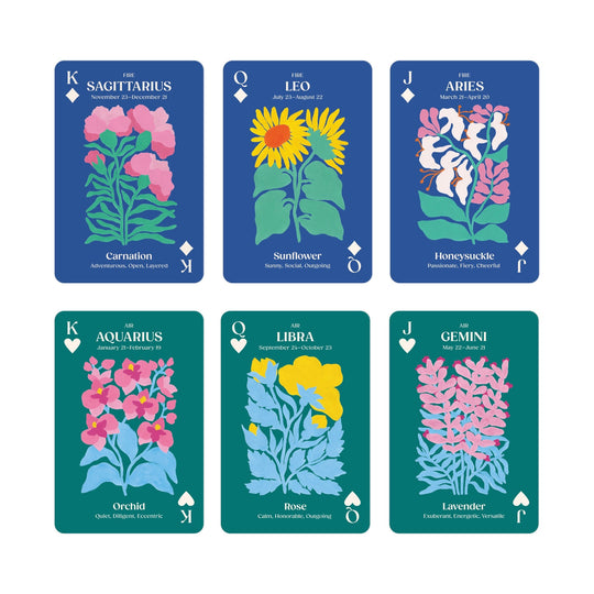 Zodiac Flowers Playing Card Set Playing Card Game Set Liv Lee 