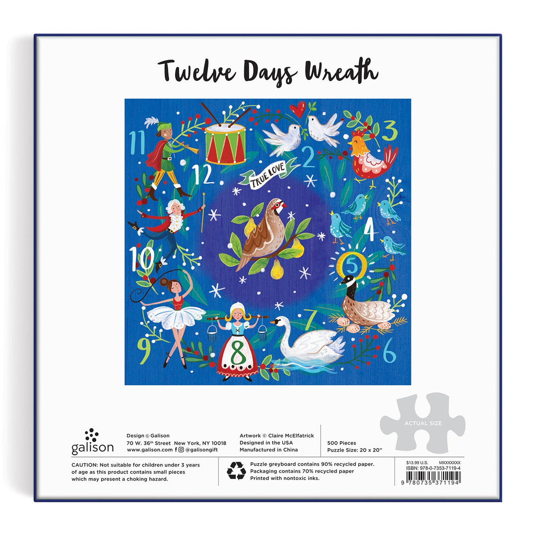 Cavallini & Co. Twelve Days Of Christmas 500 Piece Jigsaw Puzzle - Vintage Tin Canister