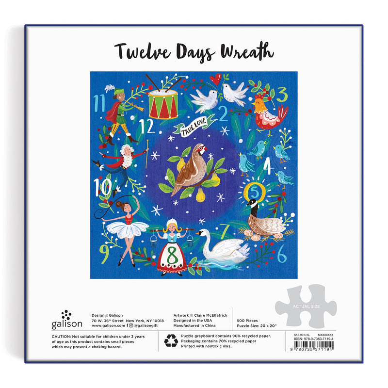 12 Days Wreath 500 Piece Puzzle Galison 