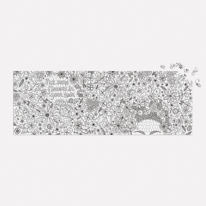 Andrea Pippins Flowers In Your Hair Color-In 1000 Piece Panoramic Puzzle Puzzles Andrea Pippins 