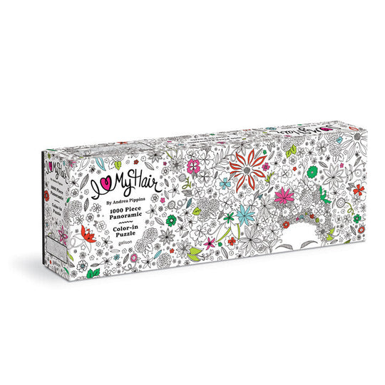 Andrea Pippins Flowers In Your Hair Color-In 1000 Piece Panoramic Puzzle Puzzles Andrea Pippins 