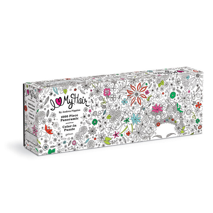 Andrea Pippins Flowers In Your Hair Color-In 1000 Piece Panoramic Puzzle Puzzles Andrea Pippins 
