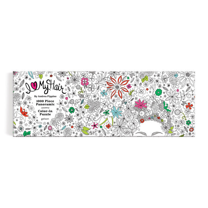 Andrea Pippins Flowers In Your Hair Color-In 1000 Piece Panoramic Puzzle Puzzles Andrea Pippins 