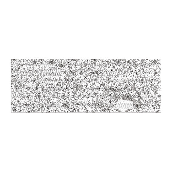 Andrea Pippins Flowers In Your Hair Color-In 1000 Piece Panoramic Puzzle Puzzles Andrea Pippins 
