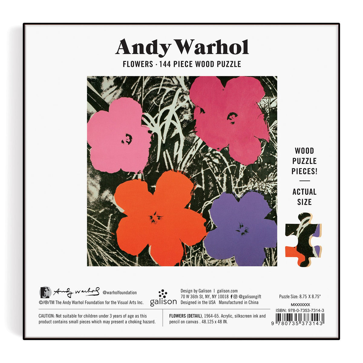 Andy Warhol Flowers 144 Piece Wood Puzzle Galison 