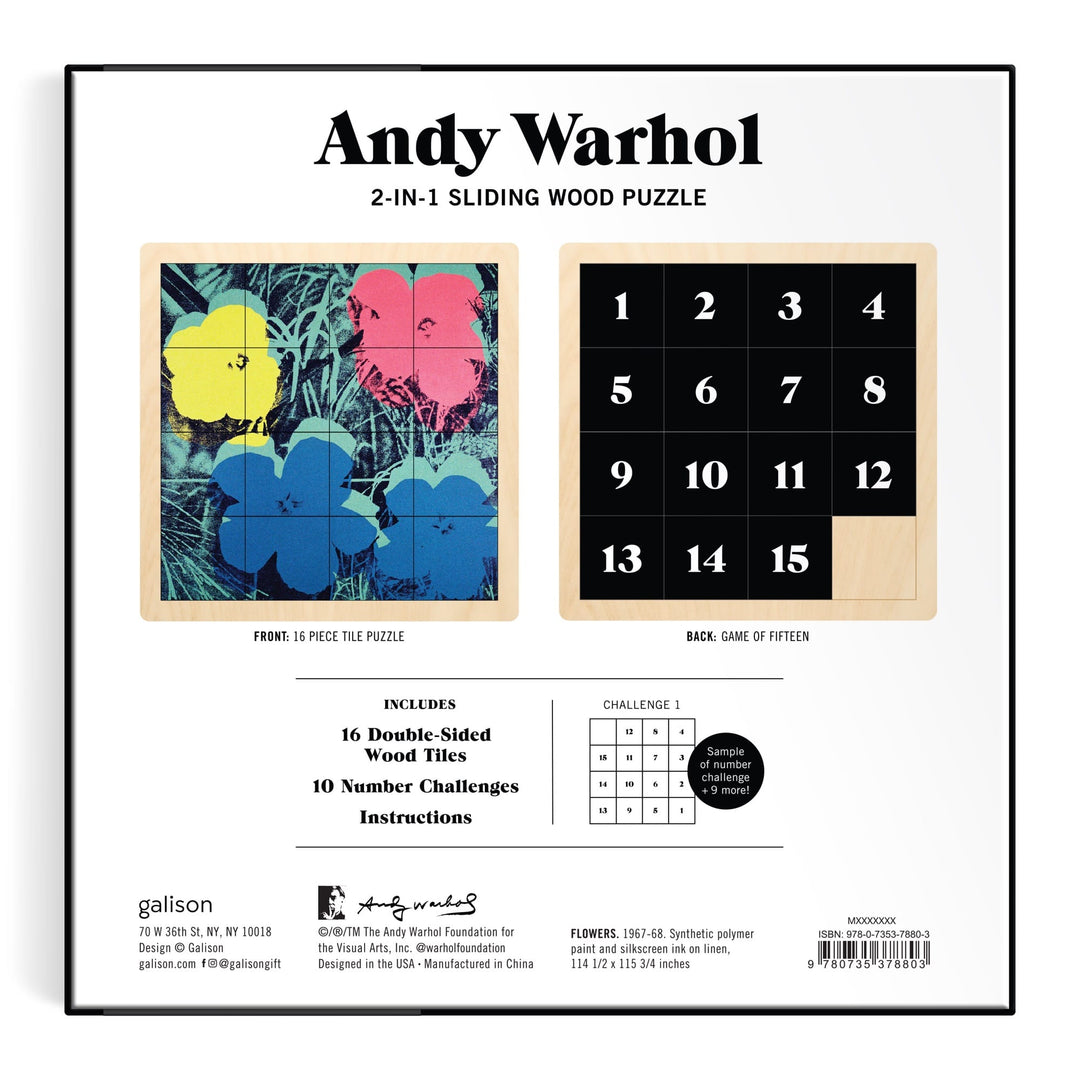 Andy Warhol Flowers 2-in-1 Sliding Wood Puzzle Andy Warhol 