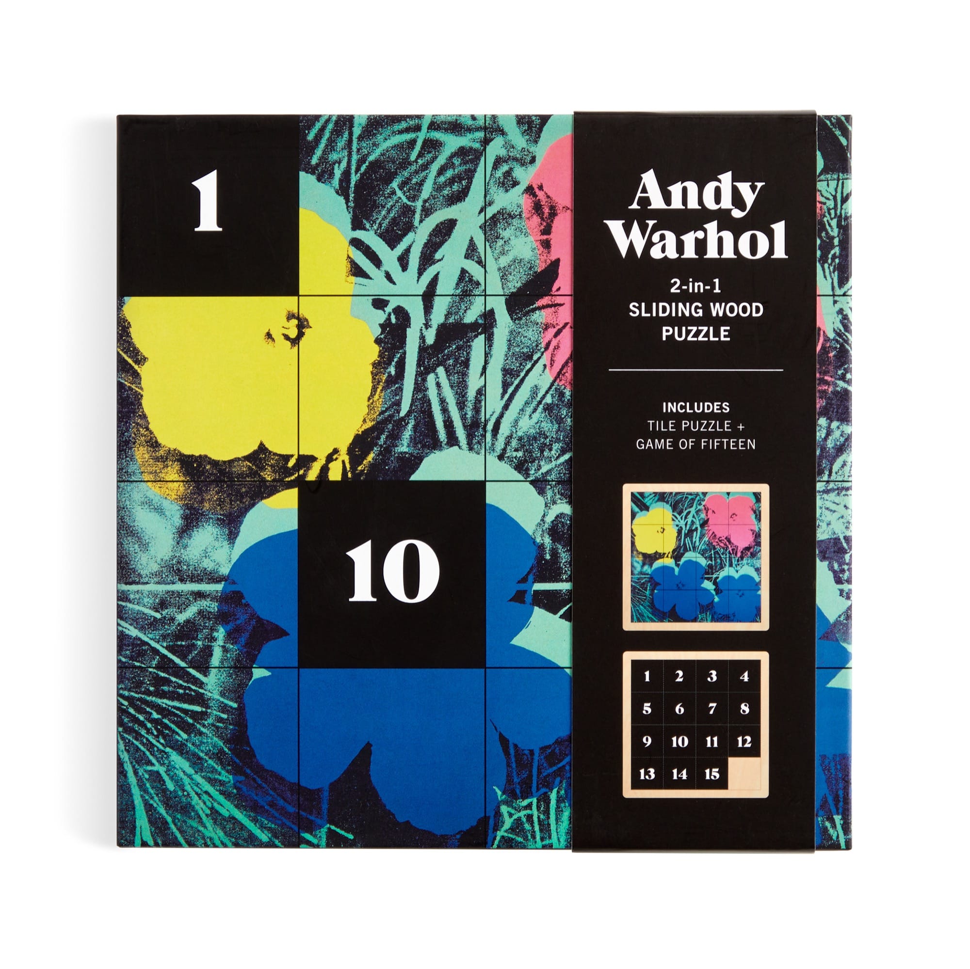Andy Warhol Flowers 2-in-1 Sliding Wood Puzzle – Galison