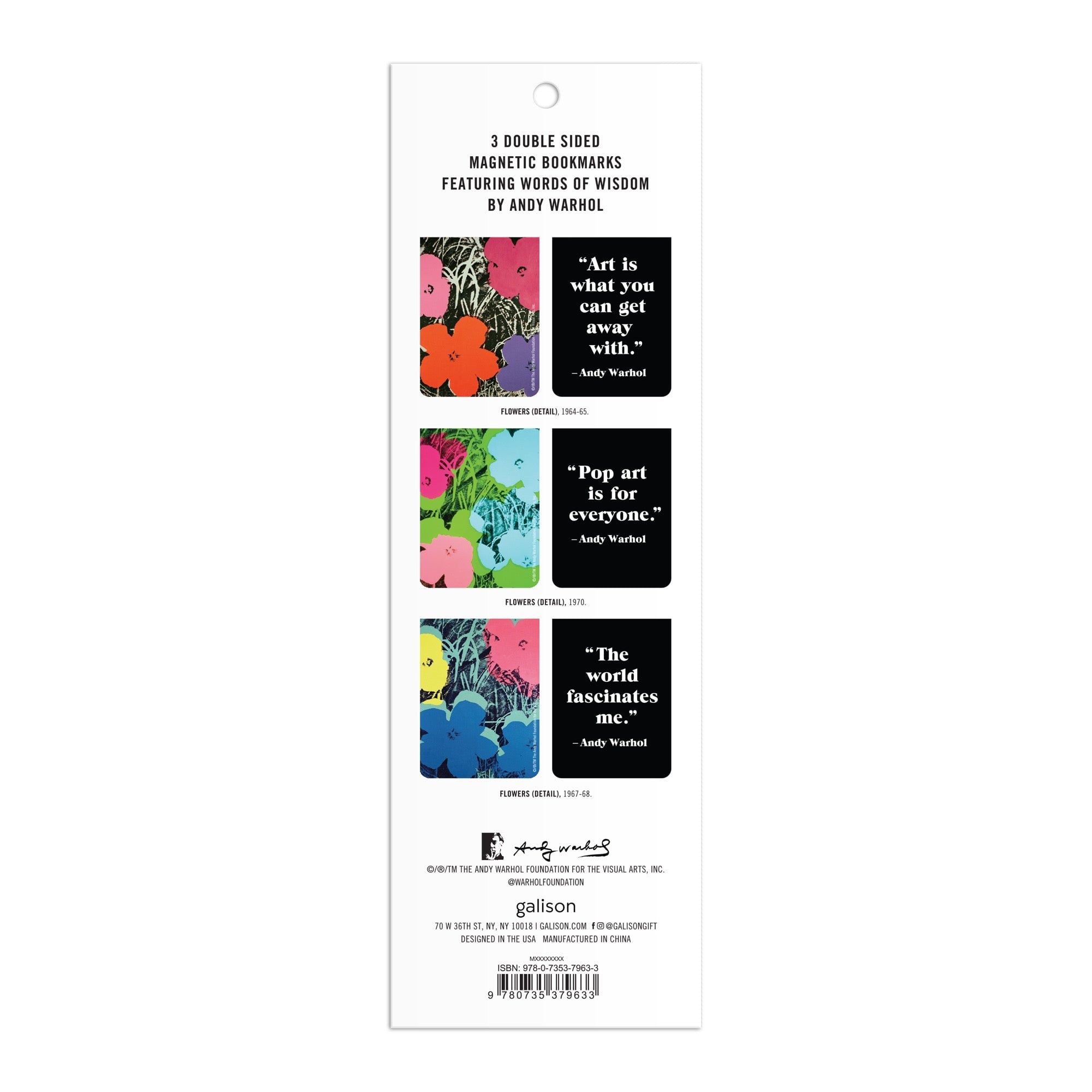 Andy Warhol Flowers Magnetic Bookmarks | Galison