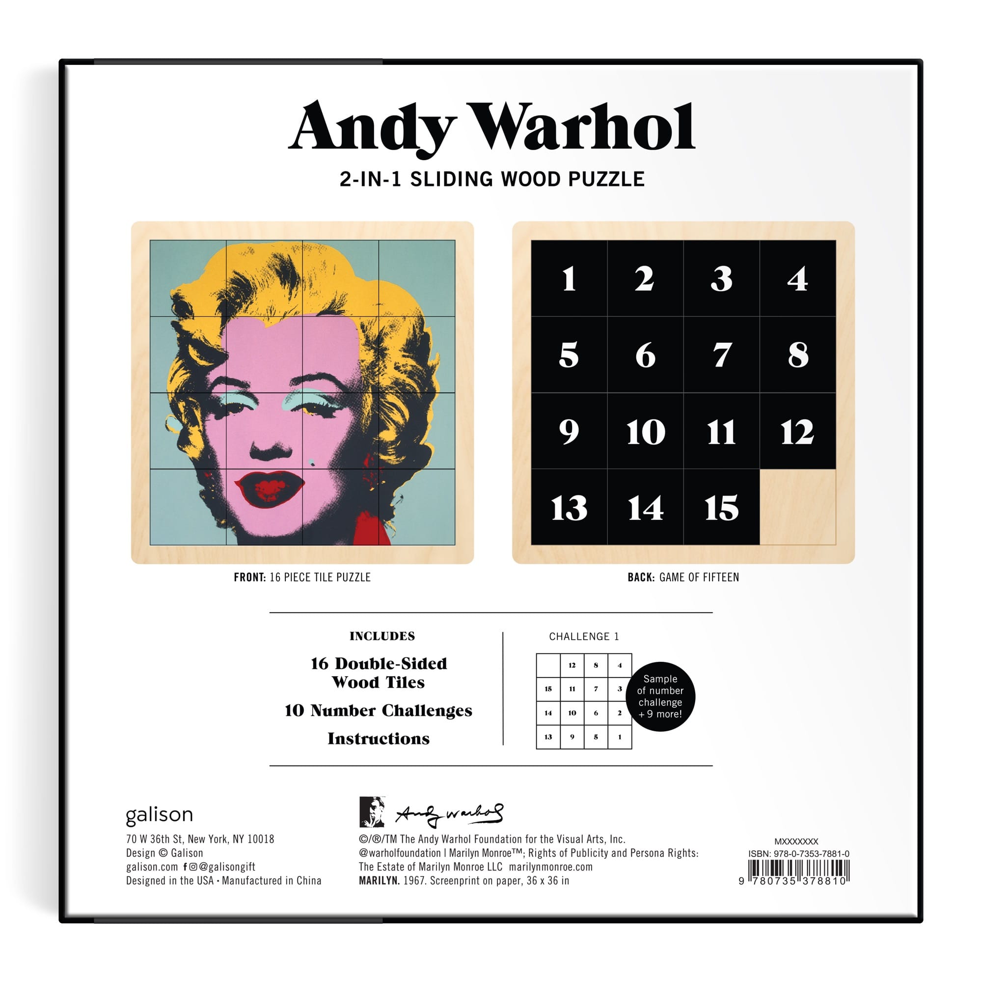 Andy Warhol Marilyn 2-in-1 Wood Puzzle | Galison