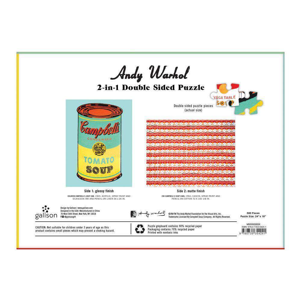 Andy Warhol Soup Can 2-sided 500 Piece Puzzle 2-sided 500 Piece Puzzles Galison 